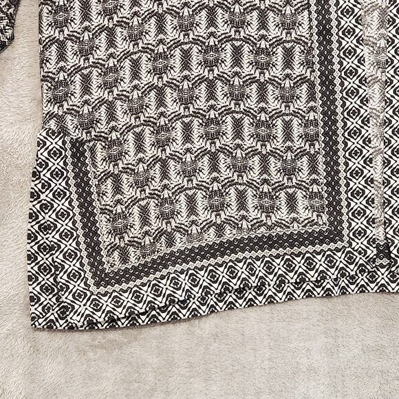 Max Studio Womens Black White Tribal Print Open Kimono Top Size Small Flowy - Picture 4 of 10